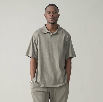 Glitched Sky Oversized Polo Shirt