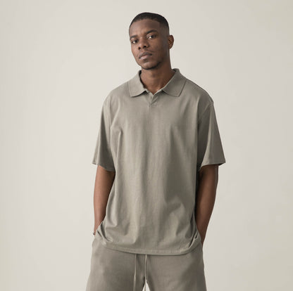 Glitched Sky Oversized Polo Shirt